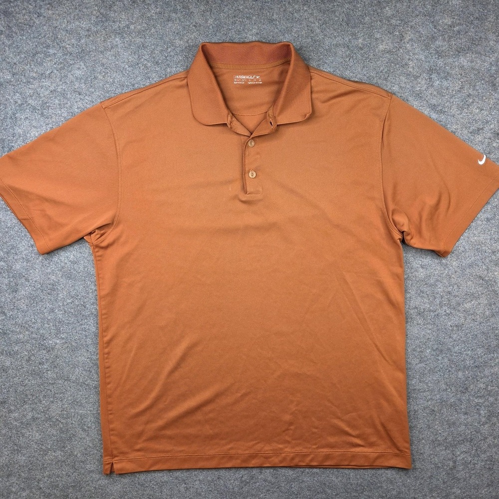 Nike Polo Shirt Mens XL Orange Dri-FIT Golf‎ Performance Top Pro Open 728887-869